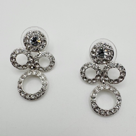 kate spade Jewelry - Kate Spade Pave Crystal Circle Dot Chandelier Post Drop Earrings 14K GF